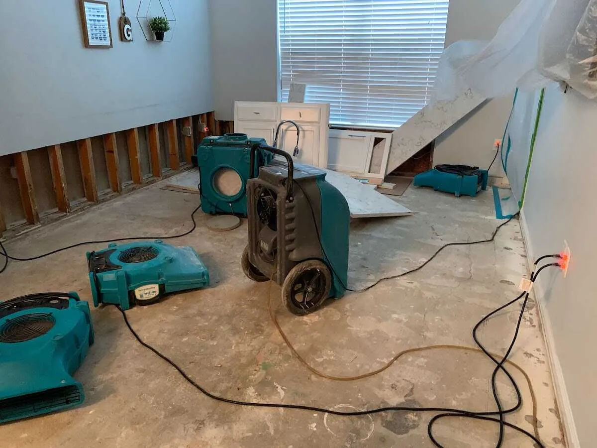 Dehumidifier in flood-cut room for Water Extraction & Removal in Cameron